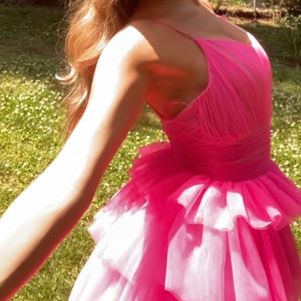 Pink tiered formal gown